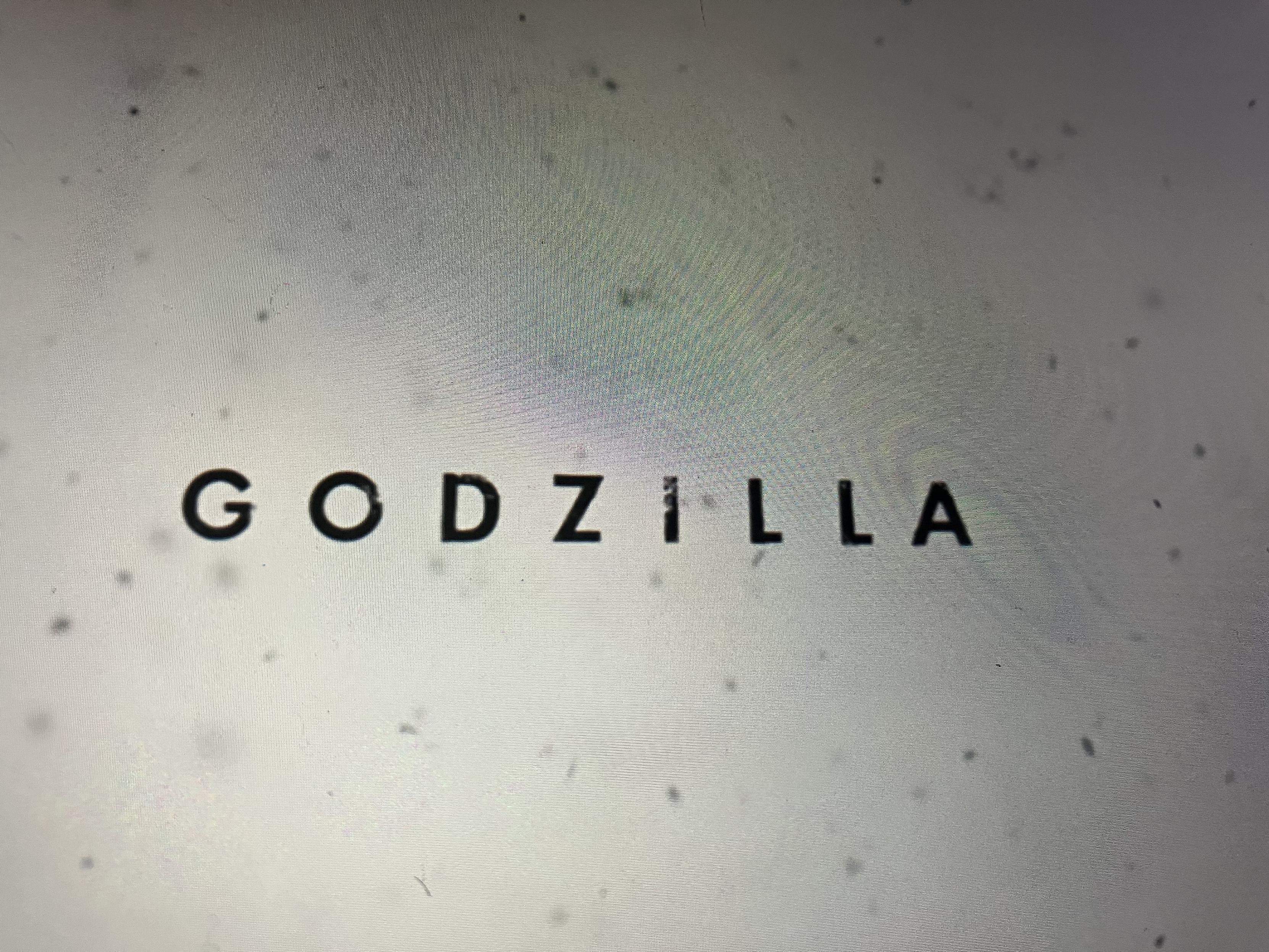 The text GODZILLA in black on a white background.