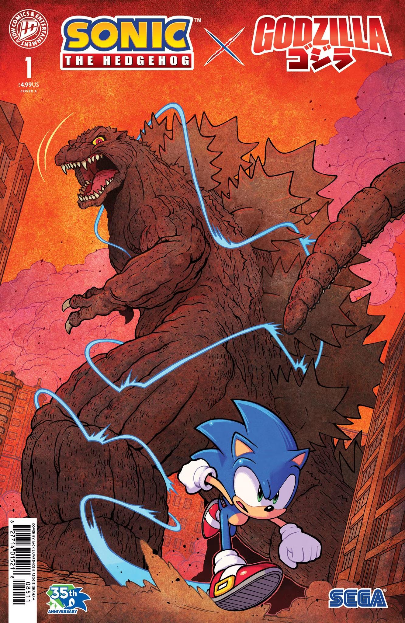 The Sonic The Hedgehog X Godzilla comic.

Features Godzilla with Sonic zipping all about him as a blue blur.